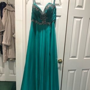 Strapless Teal Mac Duggal Gown